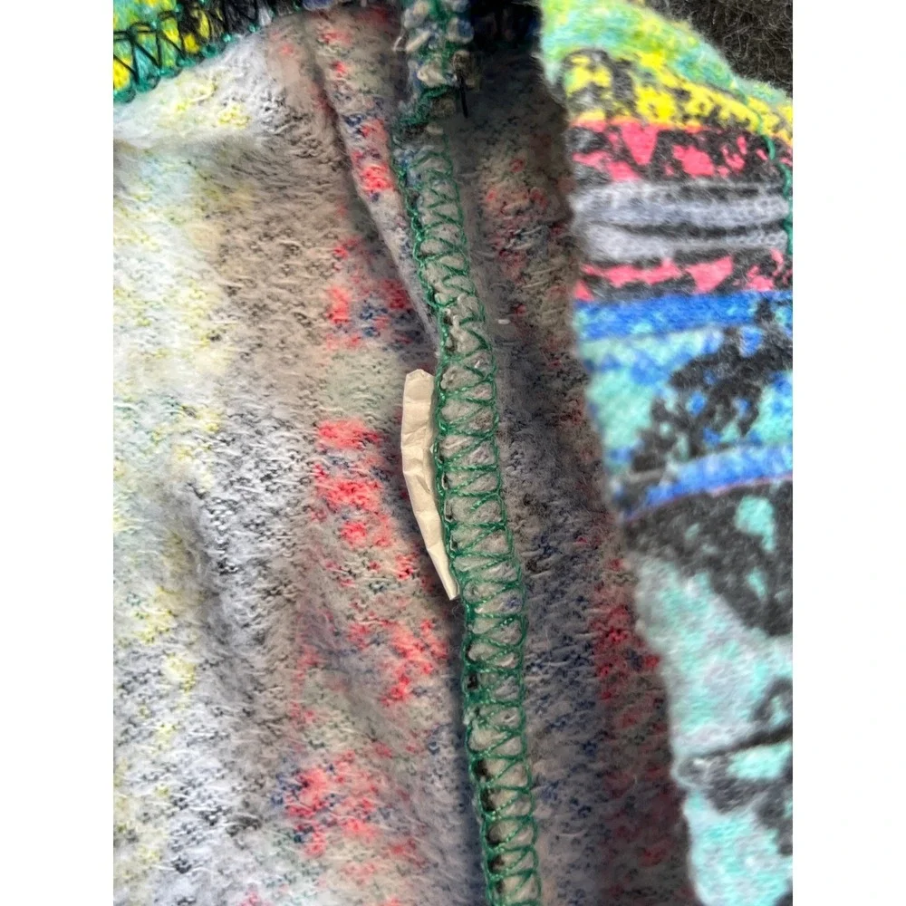 Vintage Kids Multi Color Geometric Abstract Print Fleece Joggers Pants 90s Surf